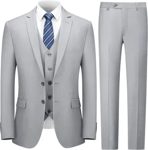 Cooper & Nelson 3 Piece Mens Suit Set, Slim Fit Suit for Men, Solid Jacket, Vest, Pants and Tie