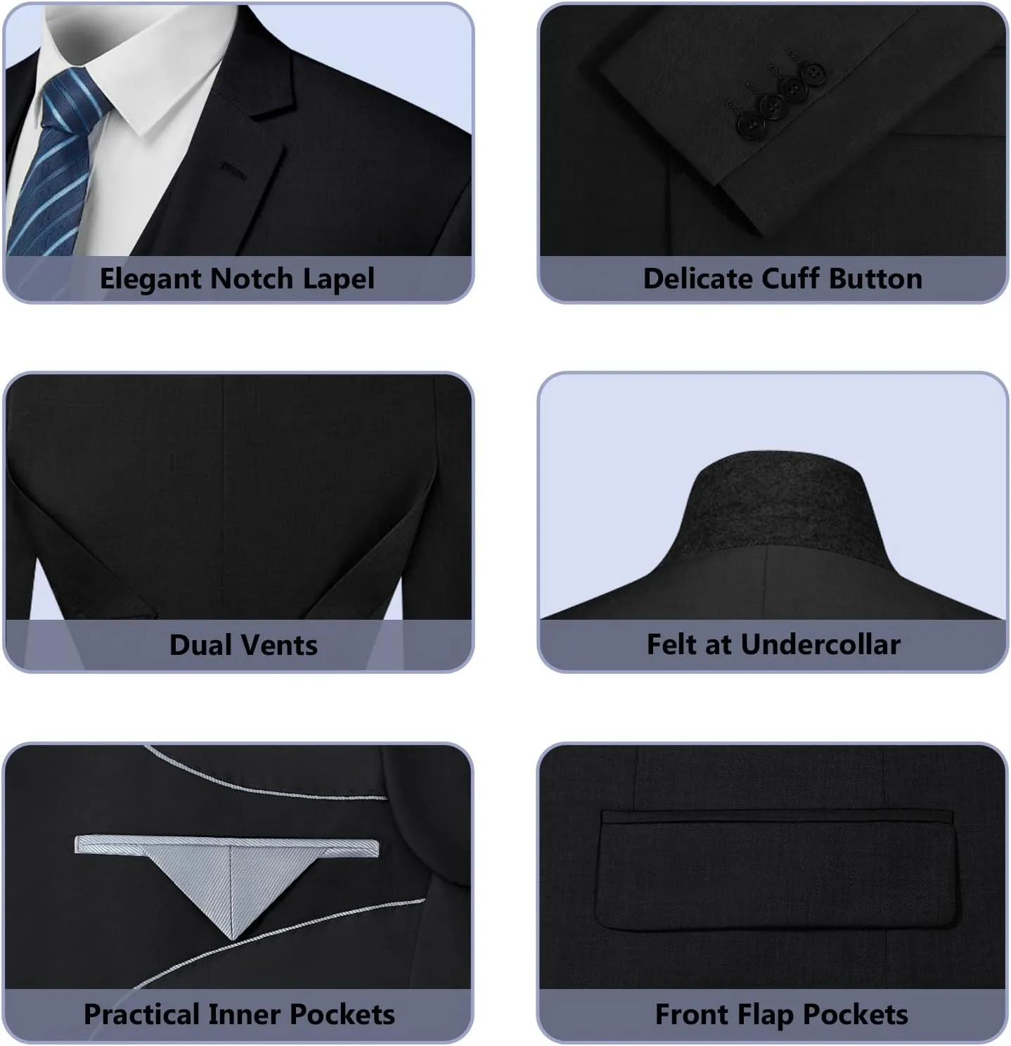 Cooper & Nelson 3 Piece Mens Suit Set, Slim Fit Suit for Men, Solid Jacket, Vest, Pants and Tie