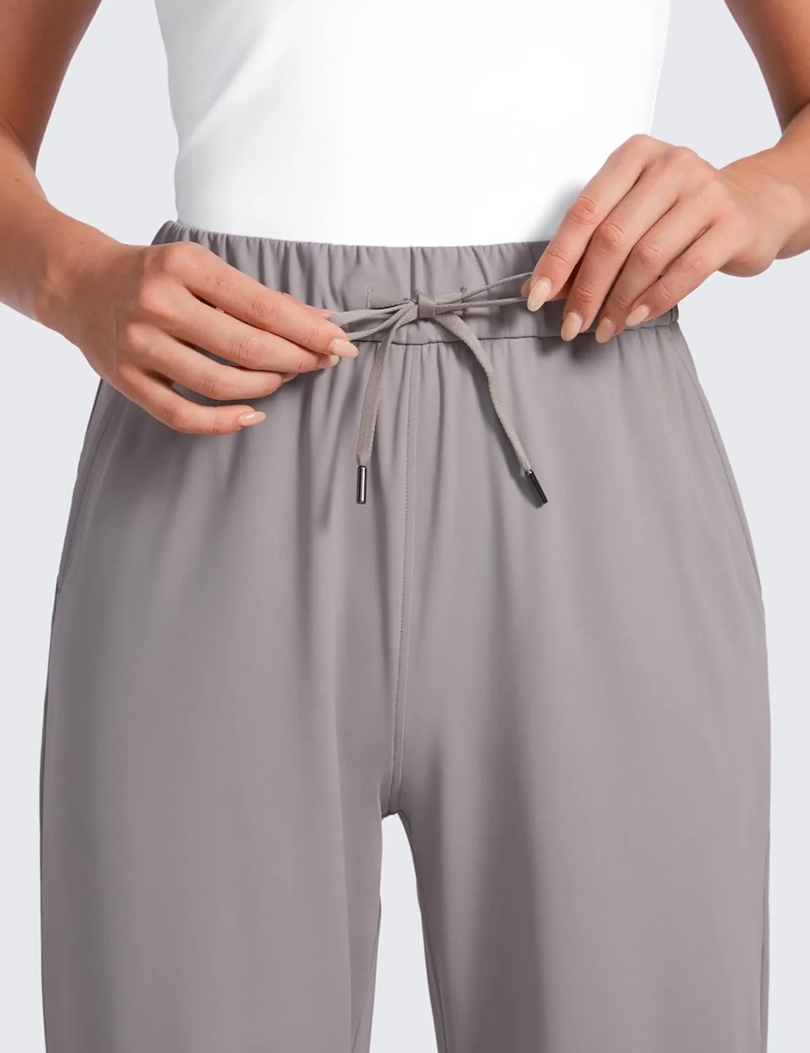 CRZ YOGA 4-Way Stretch Casual Pants for Womens 30.5" Straight Wide Leg Work Pants with Pockets