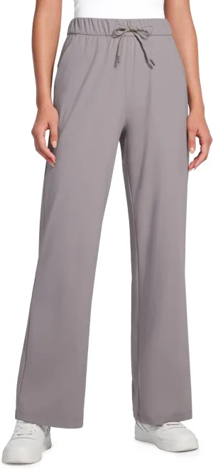 CRZ YOGA 4-Way Stretch Casual Pants for Womens 30.5" Straight Wide Leg Work Pants with Pockets