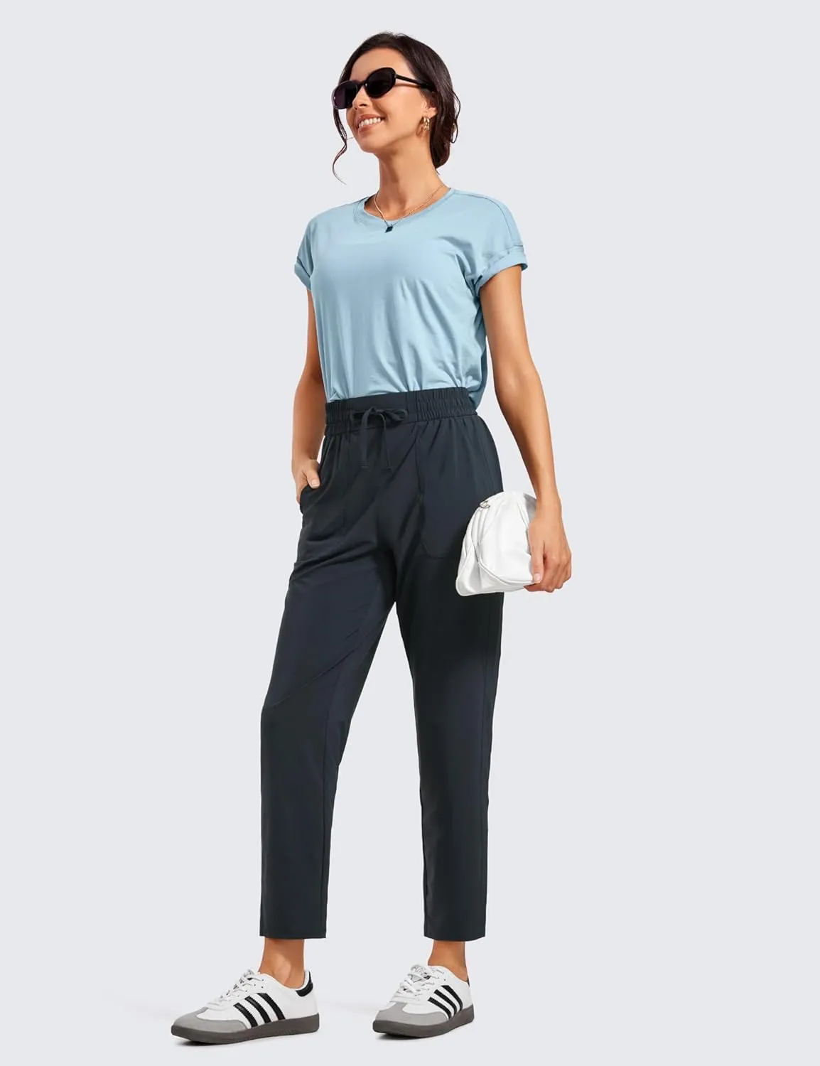 CRZ YOGA Lightweight Ankle Pants for Women 7/8 Casual Lounge Travel Work Trousers with Pockets