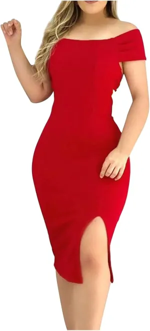 Dress for Women, Women's Fashion Sexy Summer Off Shoulder Short Sleeve Sequin Ruffle Irregular Dresses