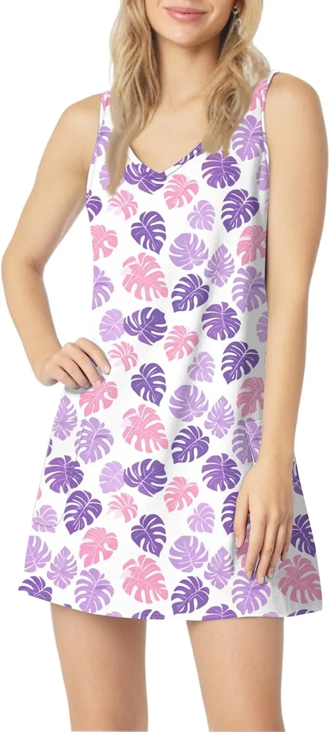 Dresses for Women 2025 Summer Beach Vacation Clothes Spring Sleeveless V Neck Casual Sundresses