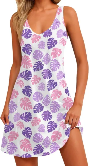 Dresses for Women 2025 Summer Beach Vacation Clothes Spring Sleeveless V Neck Casual Sundresses