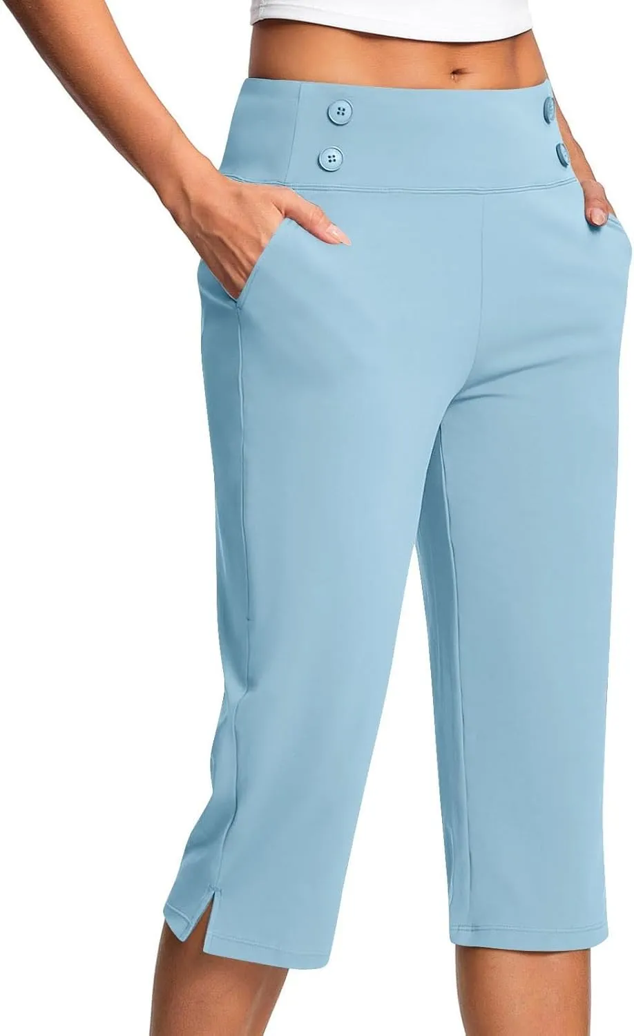 Dressy Capris for Women Work Yoga Slacks for Women 2025 Summer Ladies High Waisted Cropped Pants
