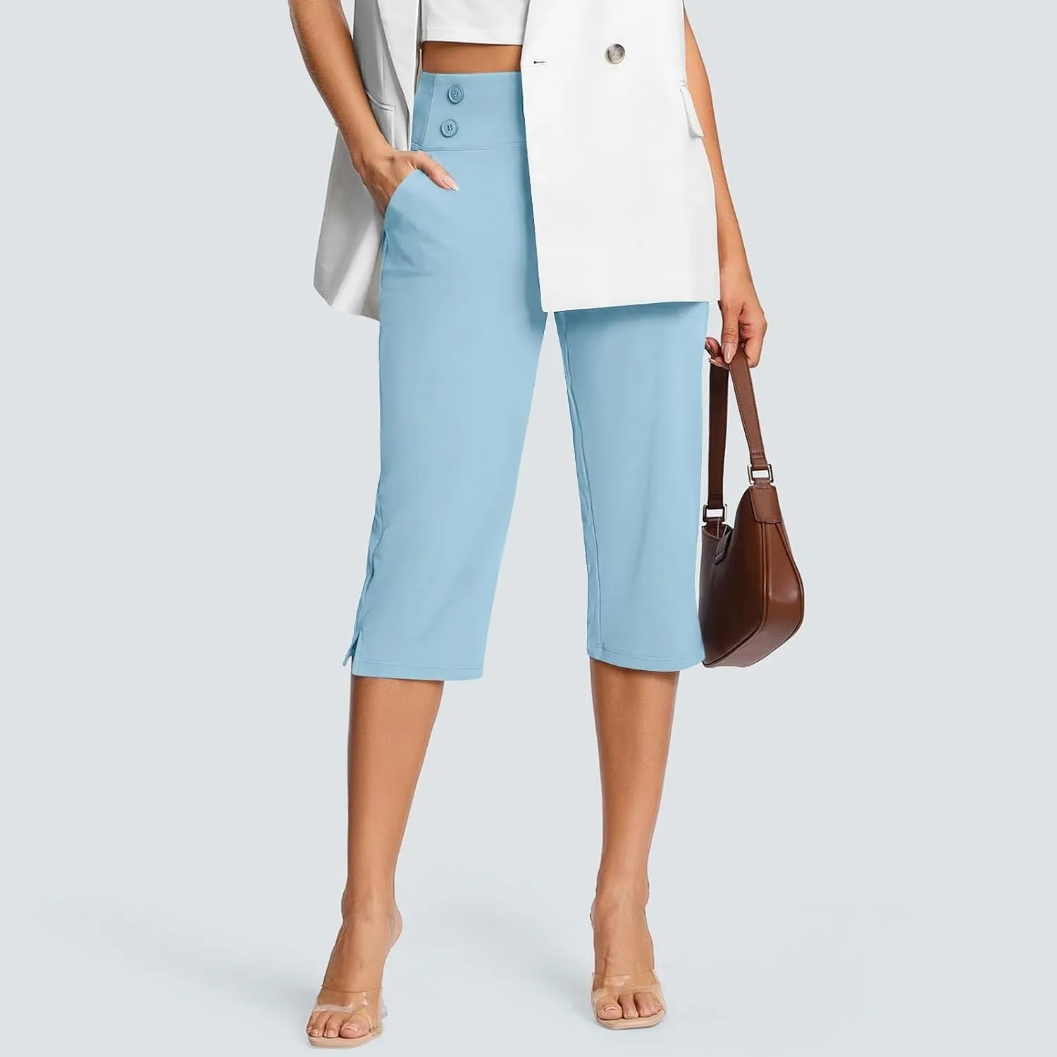 Dressy Capris for Women Work Yoga Slacks for Women 2025 Summer Ladies High Waisted Cropped Pants