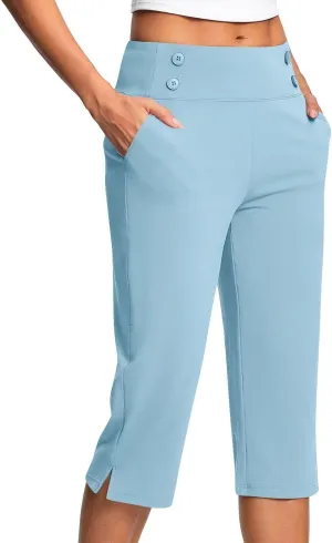 Dressy Capris for Women Work Yoga Slacks for Women 2025 Summer Ladies High Waisted Cropped Pants