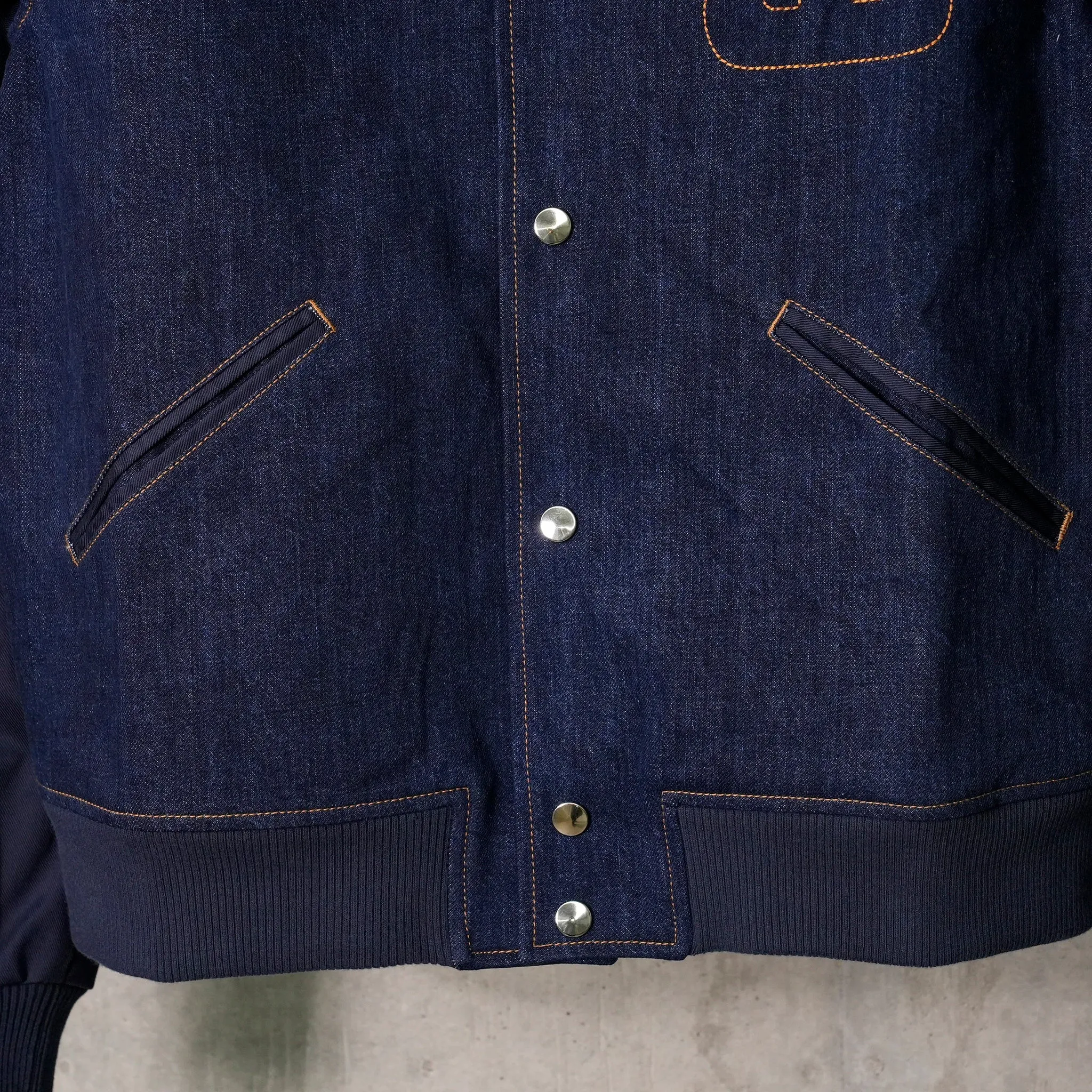 ECHO DENIM VARSITY JACKET / INDIGO