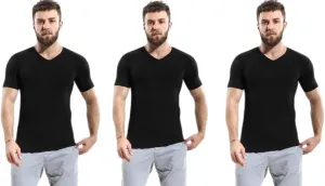 Egyptian Cotton Short Sleeves Stretch - Men's Short Sleeves Stretch Undershirt - (Pack of 3)