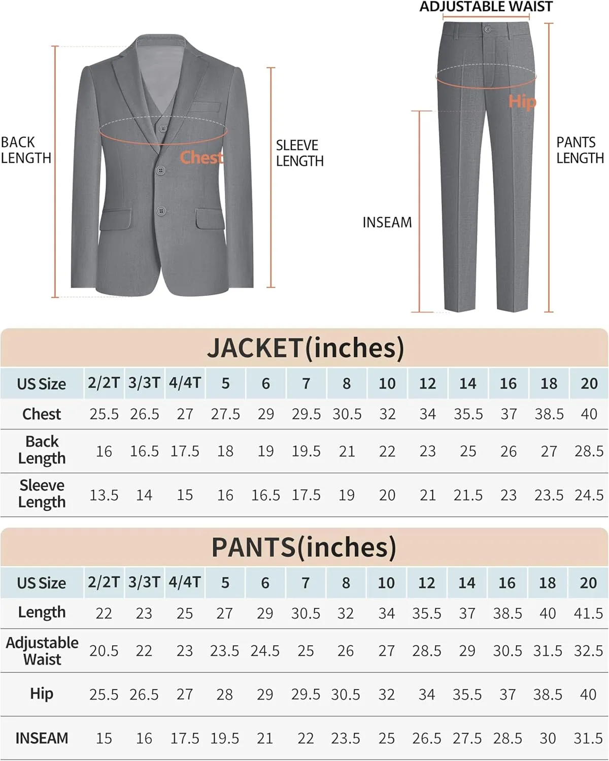 ELPA ELPA Boys Slim Fit Suit Kids Formal Suits Set for Boys Youth Suit Ring Bearer Outfit
