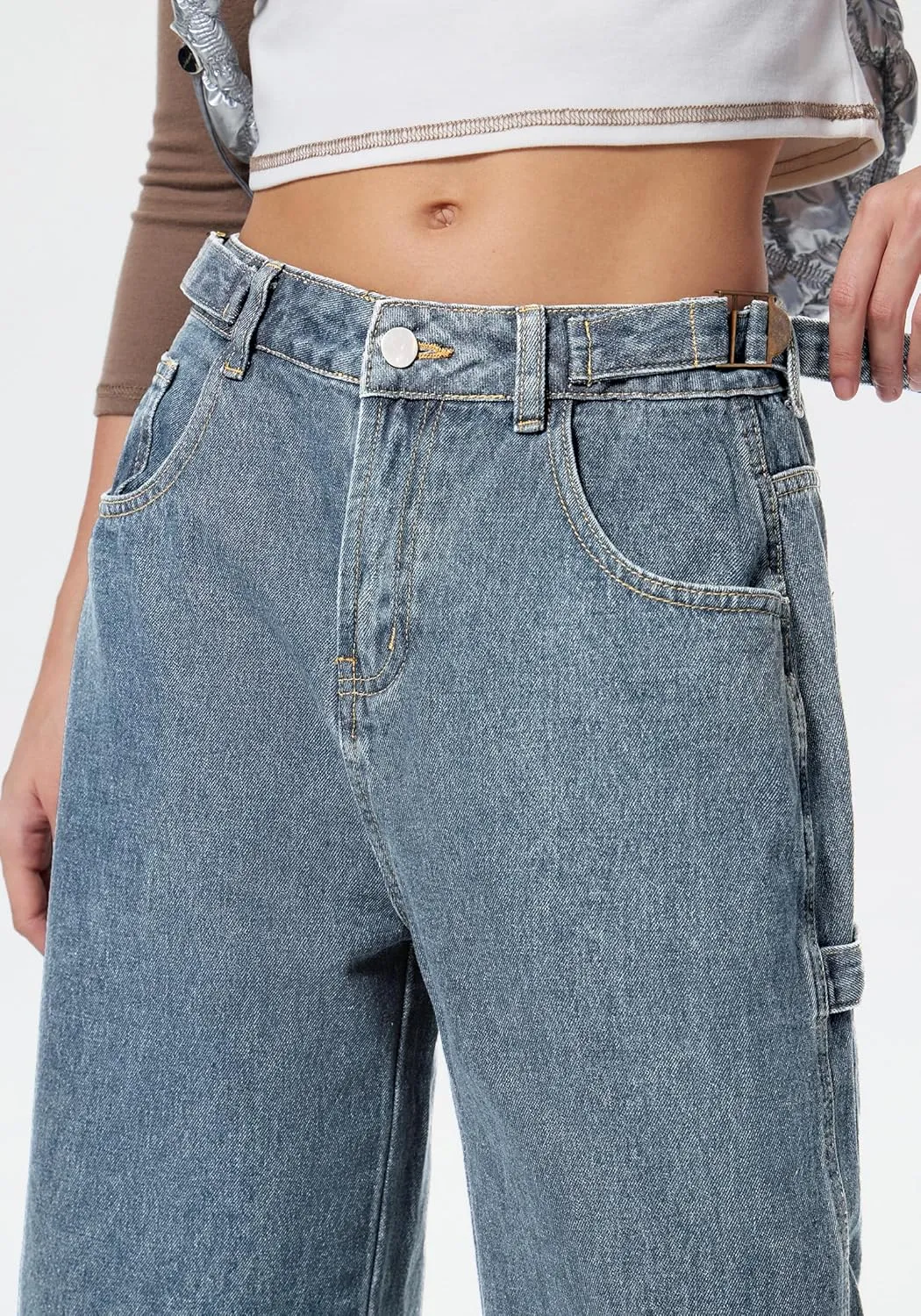 EMMIOL Women Jorts Jean Denim Shorts Mid Waist Baggy Wide Leg Capri Jeans Trendy Y2k Clothes