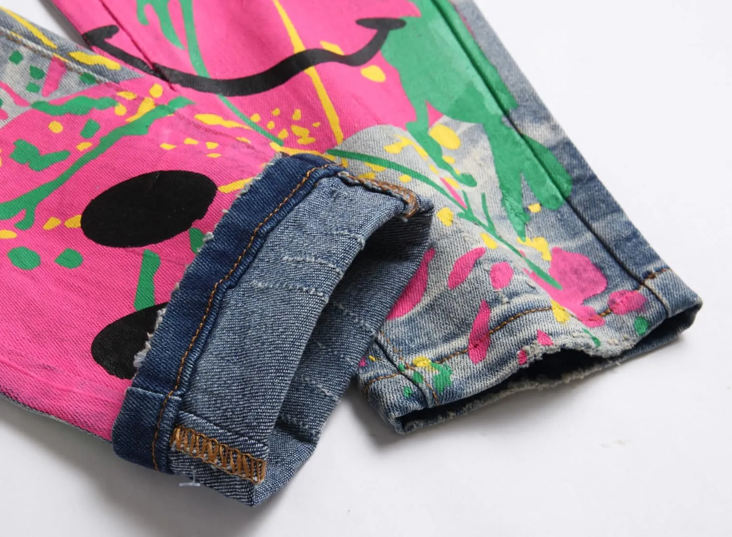Enrica Men's Casual Printed Jeans Skinny Denim Pants