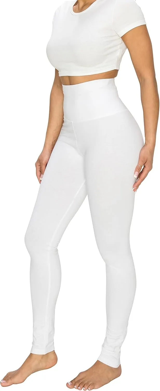 EttelLut - Women's Cotton and Spandex Leggings Pants with Full Length - Great for Yoga, Workout, Exercise, Gym and Running