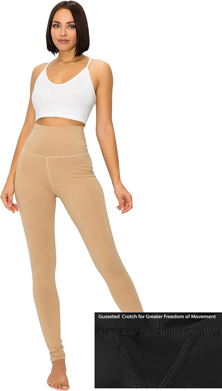 EttelLut - Women's Cotton and Spandex Leggings Pants with Full Length - Great for Yoga, Workout, Exercise, Gym and Running