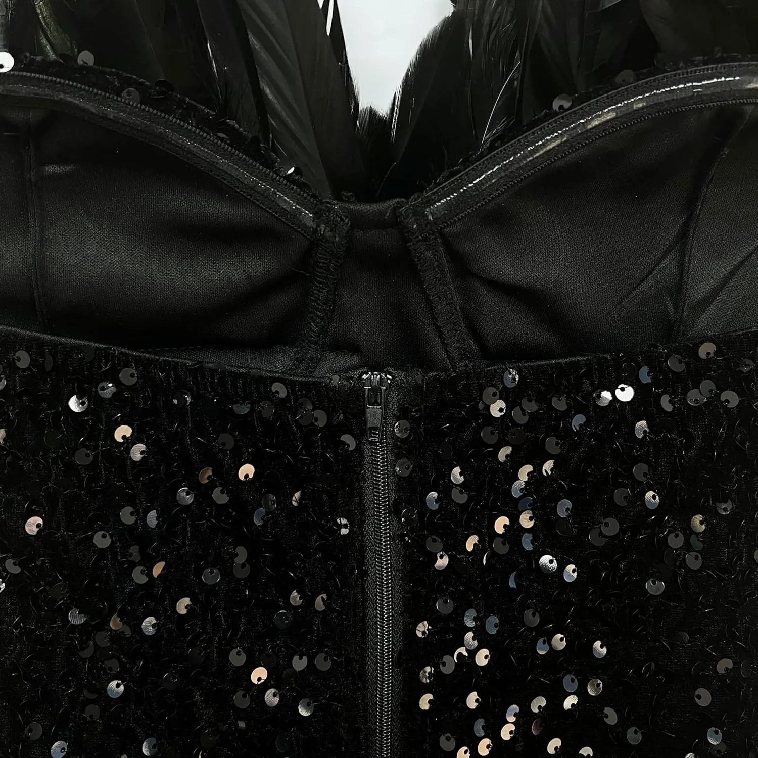 Feather Sequin Cocktail Dress for Women Sexy Party Club Night
