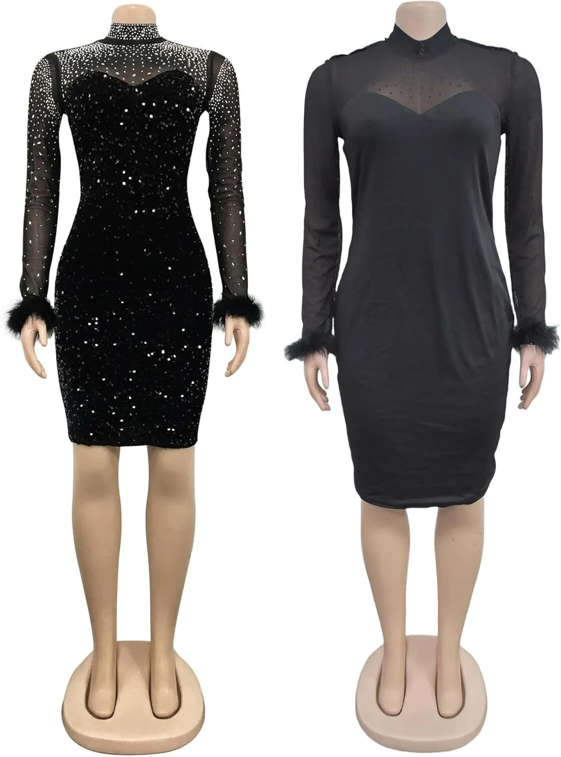 Feather Sequin Cocktail Dress for Women Sexy Party Club Night