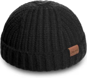 Fisherman Short Beanie Hats for Men, Knit Skull Cap Cuff Trawler Hat Mens Stylish Watch Cap Winter Warm Hat for Daily Wear