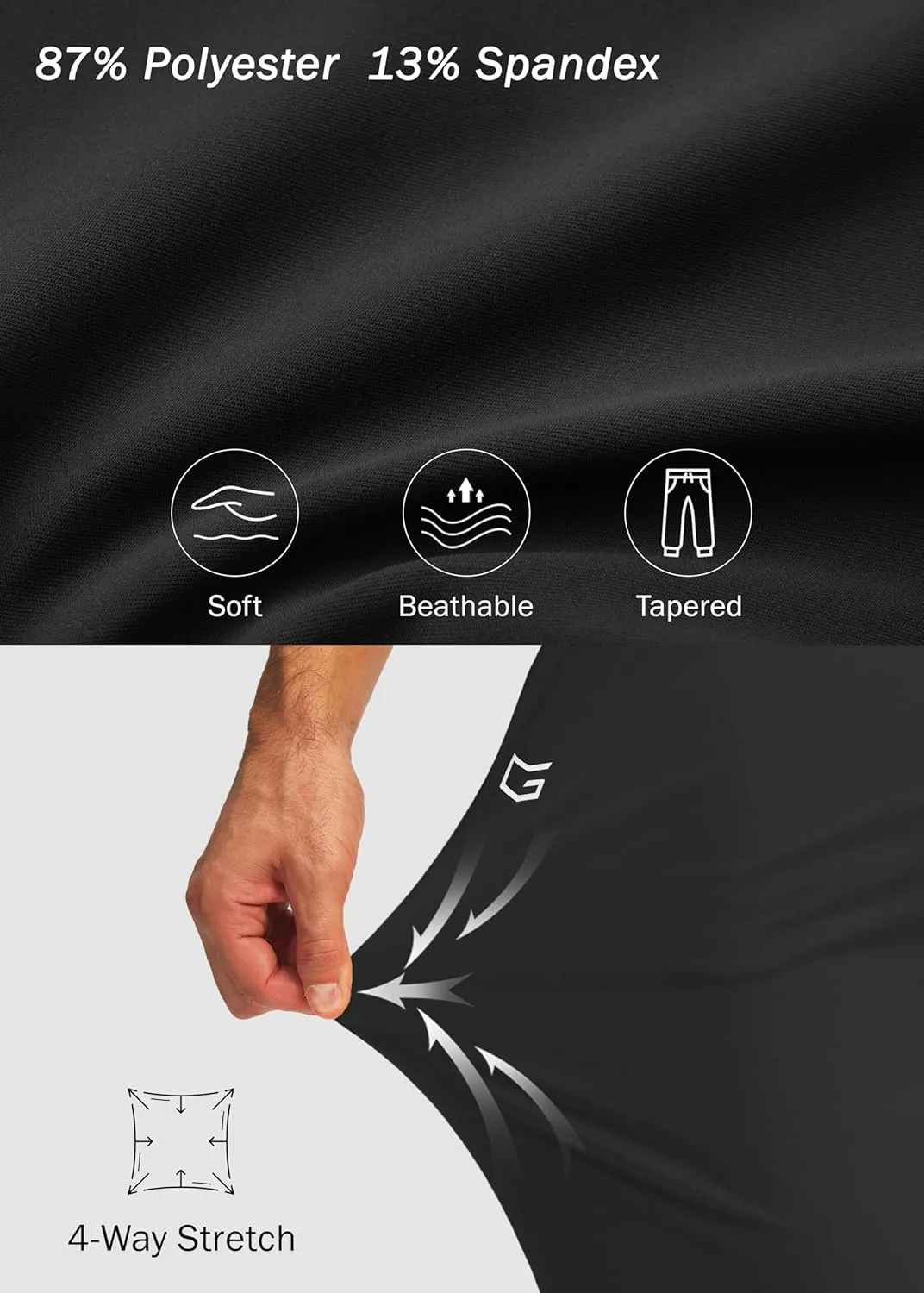 G Gradual Men's Joggers with Zipper Pockets Workout Track Pants Stretch Sweatpants for Men Athletic, Gym, Running