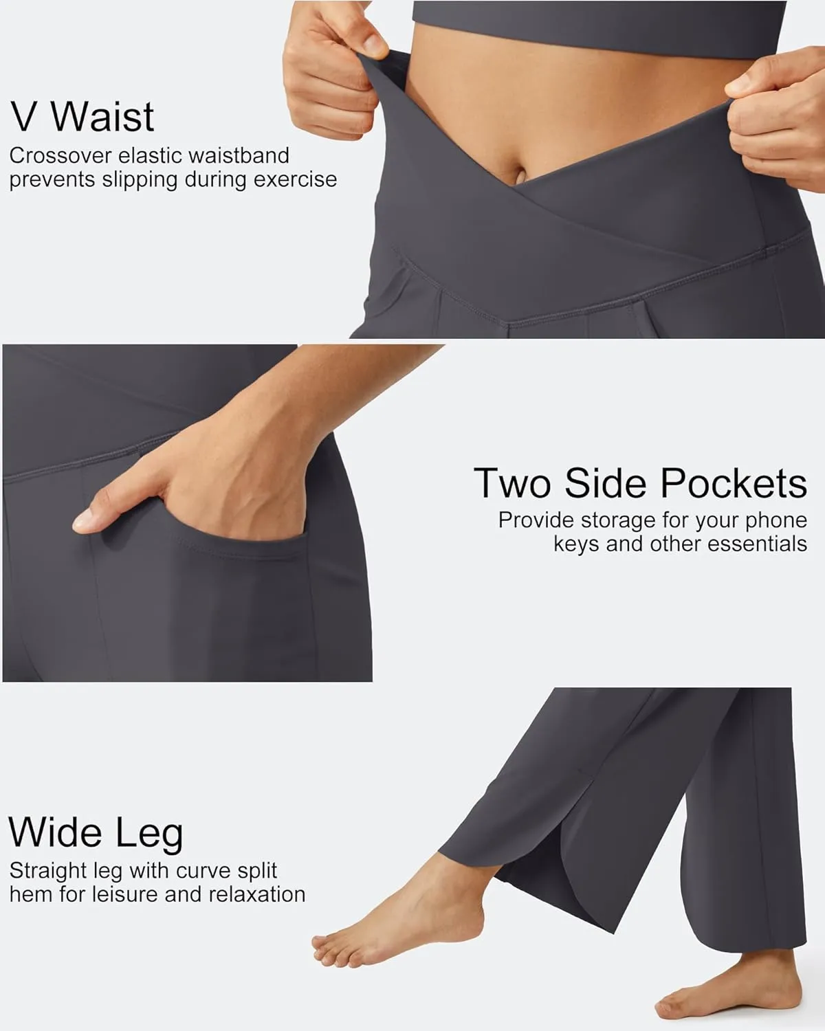 G4Free 25''/27''/29'' Wide Leg Pants for Women Loose Yoga Cross High Waist Dance Palazzo Casual Pants with Pockets