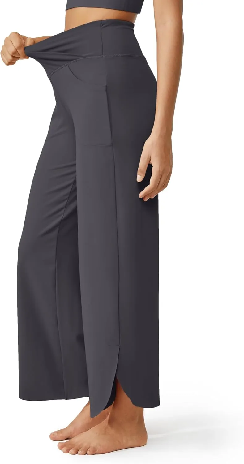 G4Free 25''/27''/29'' Wide Leg Pants for Women Loose Yoga Cross High Waist Dance Palazzo Casual Pants with Pockets