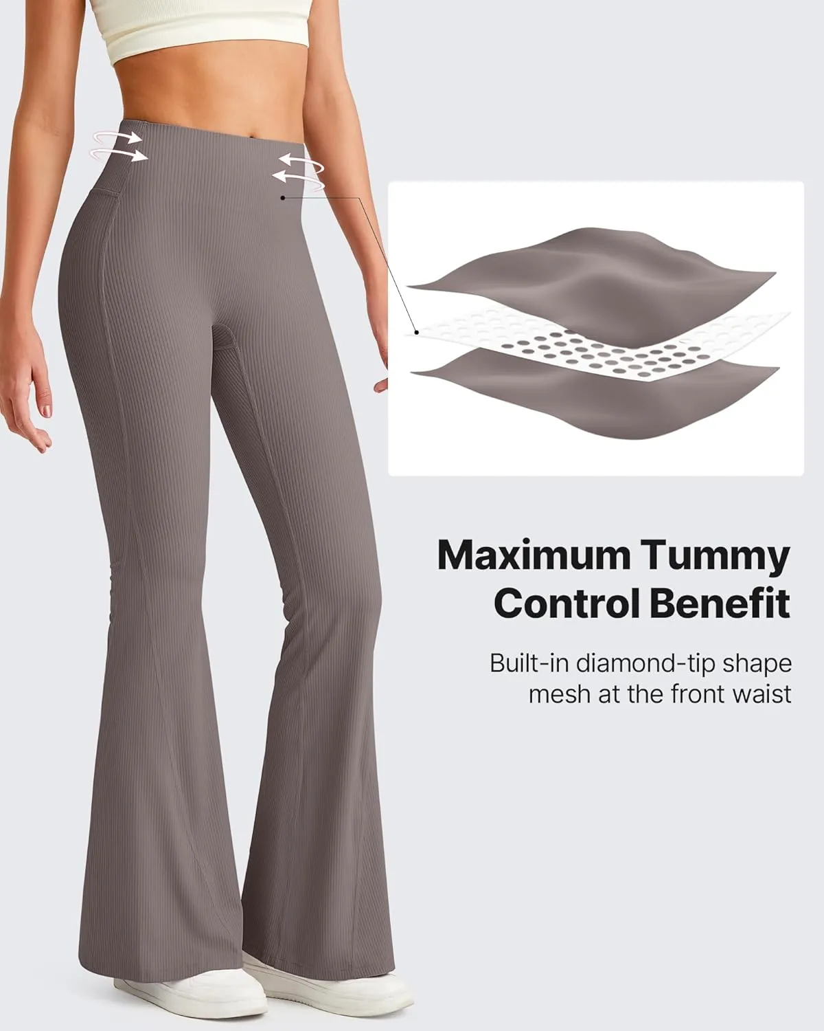G4Free Ribbed Flare Yoga Pants for Women High Waisted Bell Bottom Leggings Tummy Control Petite/Regular/Tall