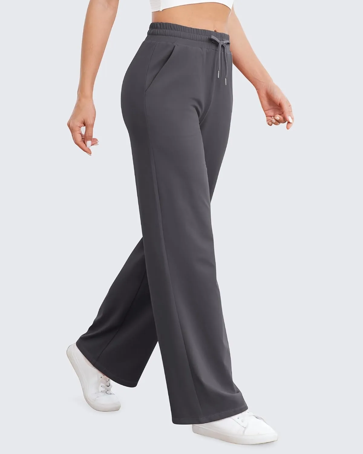G4Free Wide Leg Yoga Pants with Pockets for Women Sweatpants Casual Drawstring Stretch Pants Petite/Regular/Tall
