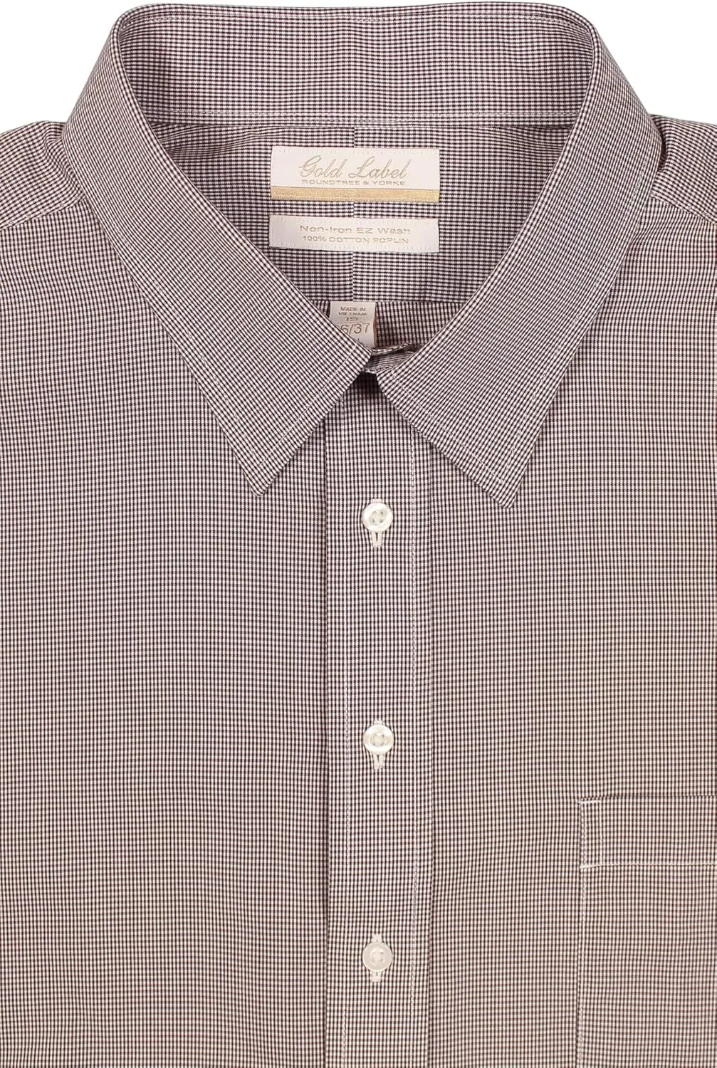 Gold Label Men's Big and Tall Point Collar Dress Shirt Long Sleeve with Pocket, Non-Iron Wrinkle-Resistant