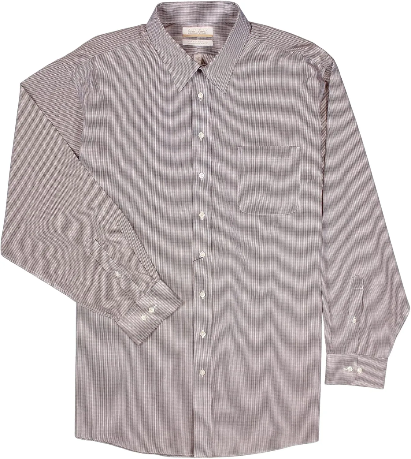 Gold Label Men's Big and Tall Point Collar Dress Shirt Long Sleeve with Pocket, Non-Iron Wrinkle-Resistant