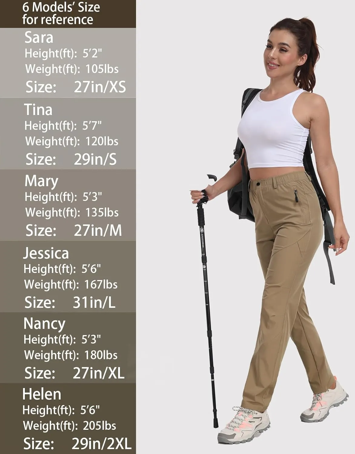 Golf Pants Women 27''/29''/31'' Lightweight Travel Pants for Ladies Quick Dry Nylon Outdoor Hiking Slacks