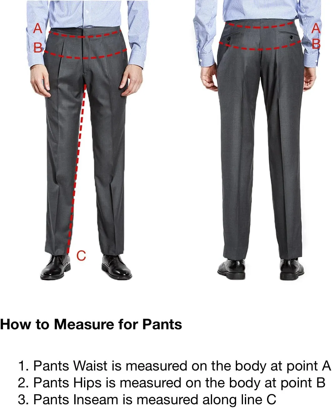 HBDesign Mens Iron Free Slim Fit Dress Formal Grey Pants