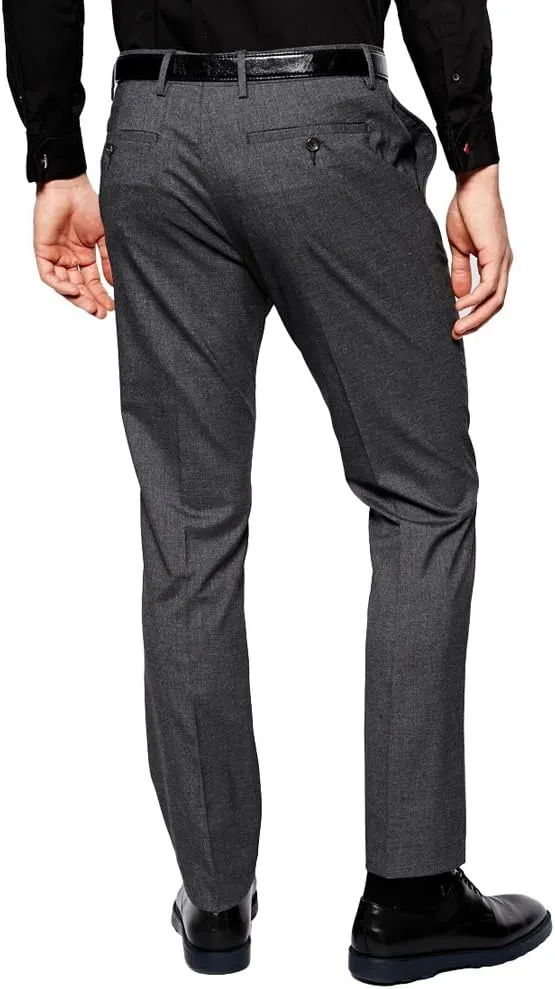 HBDesign Mens Iron Free Slim Fit Dress Formal Grey Pants