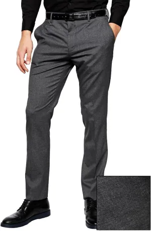 HBDesign Mens Iron Free Slim Fit Dress Formal Grey Pants