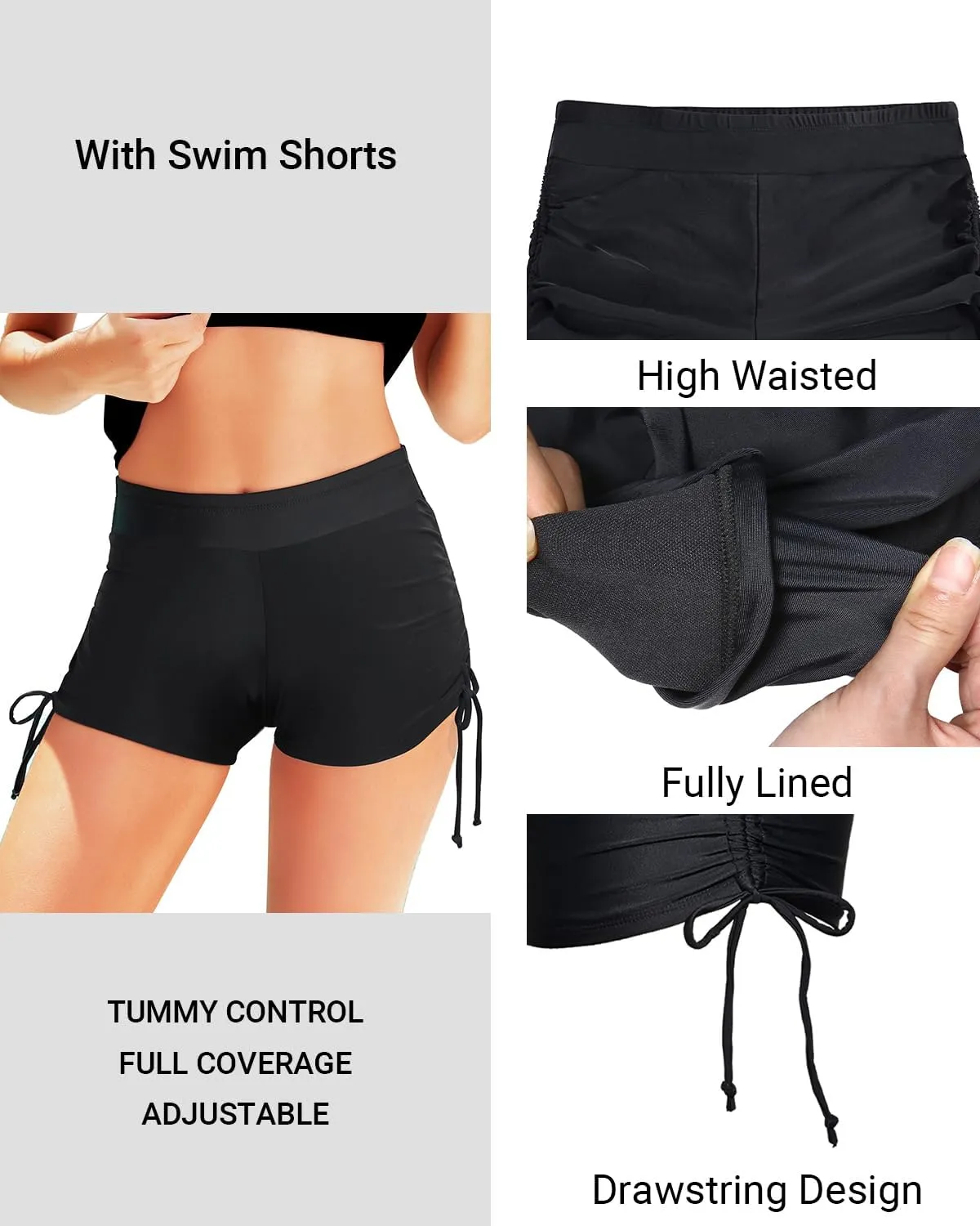 Holipick Tankini Swimsuits Two Piece Tummy Control Bathing Suits Blouson Swim Tank Top with Boy Shorts