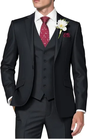HUUTOE Men's 3 Piece Suits Slim Fit Prom Suits for Men Wedding Dress Suit Summer Blazer Jacket Vest Pants Tuxedo Set