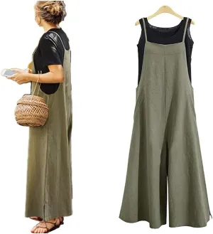 IMAYONDIA Women's Jumpsuits Casual Long Rompers Wide Leg Baggy Bibs Overalls Pants S-5XL