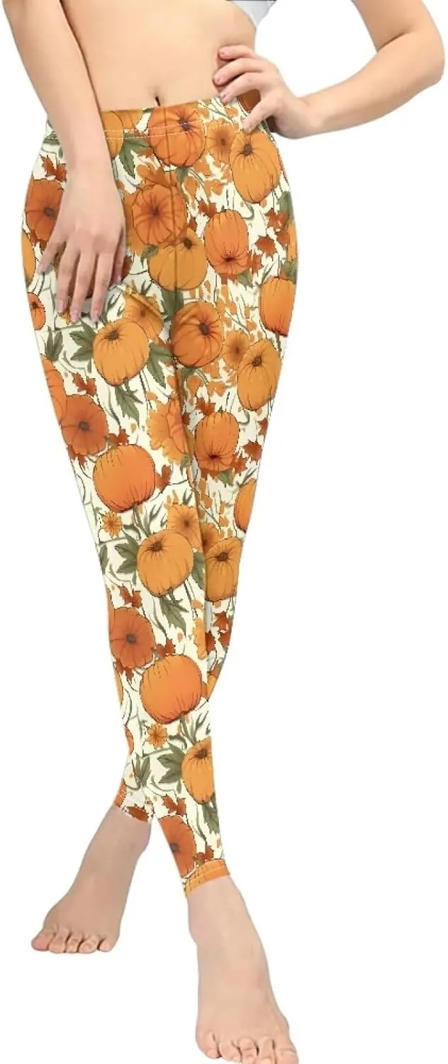 Irisjudy Christmas Elk Leggings for Women Thanksgiving Pumpkin High Waist Tummy Control Legging Purple Bat Running Yoga Pants