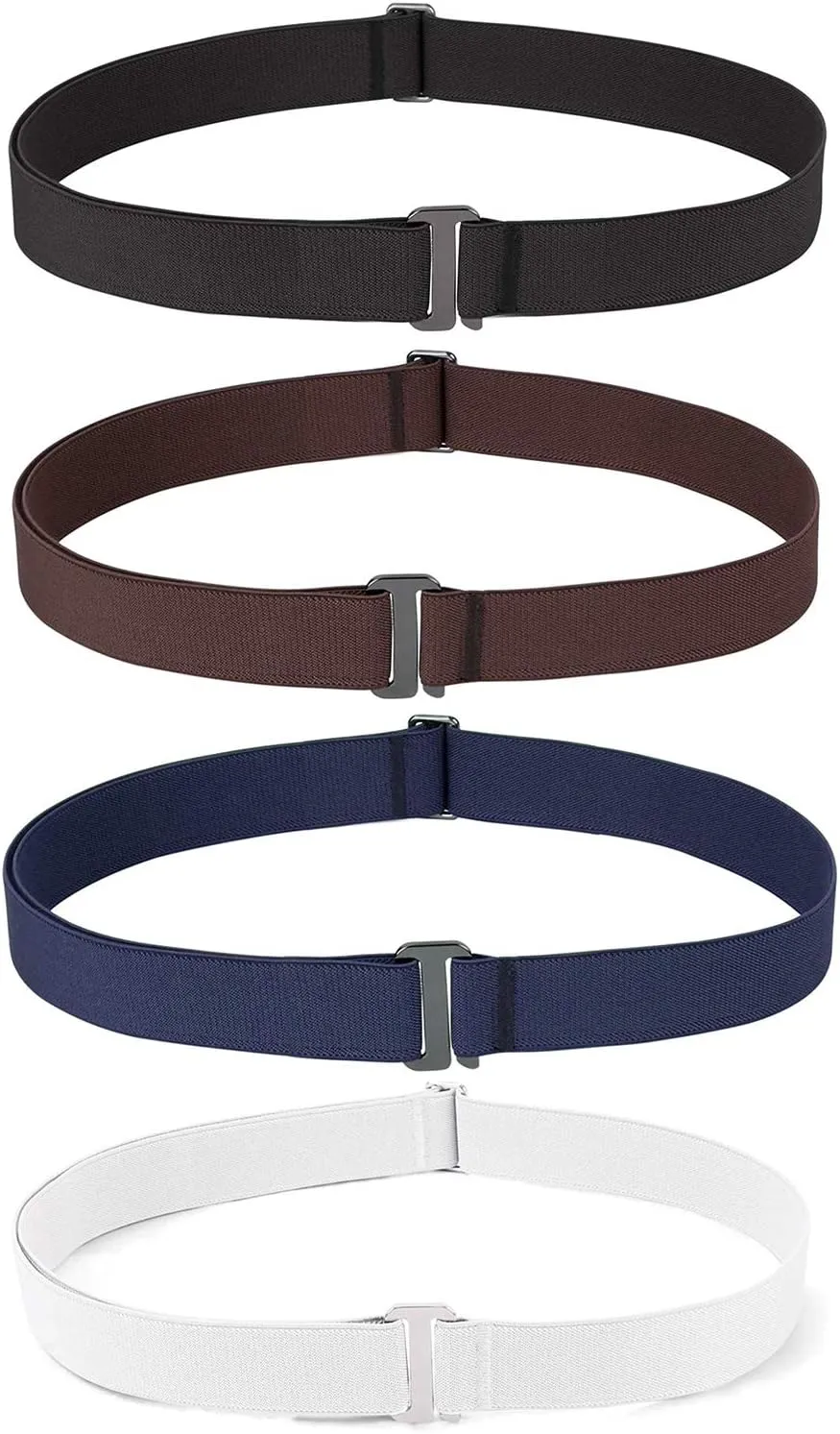 JASGOOD Invisible Women Stretch Belt No Show Elastic Web Strap Belt with Flat Buckle for Jeans Pants Dresses