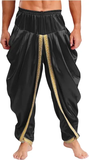JEATHA Baggy Yoga Harem Pants for Men Satin Indian Arabian Gypsy Tribal Trouser Hippie Trousers Cosplay