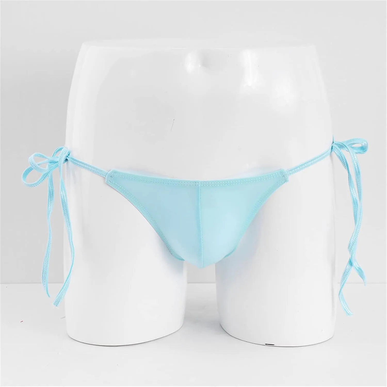 JEsilunmaMY Lace Up Bikini Briefs for Men Low Rise Side Tie Bulge Underwear Panties See Through Hollow Underpants Swimsuit