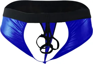 JEsilunmaMY Mens Hollow Leather Briefs Mid Waist Cutout Athletic Supporter Underwear Sexy Erotic Lingerie Open Front Panties