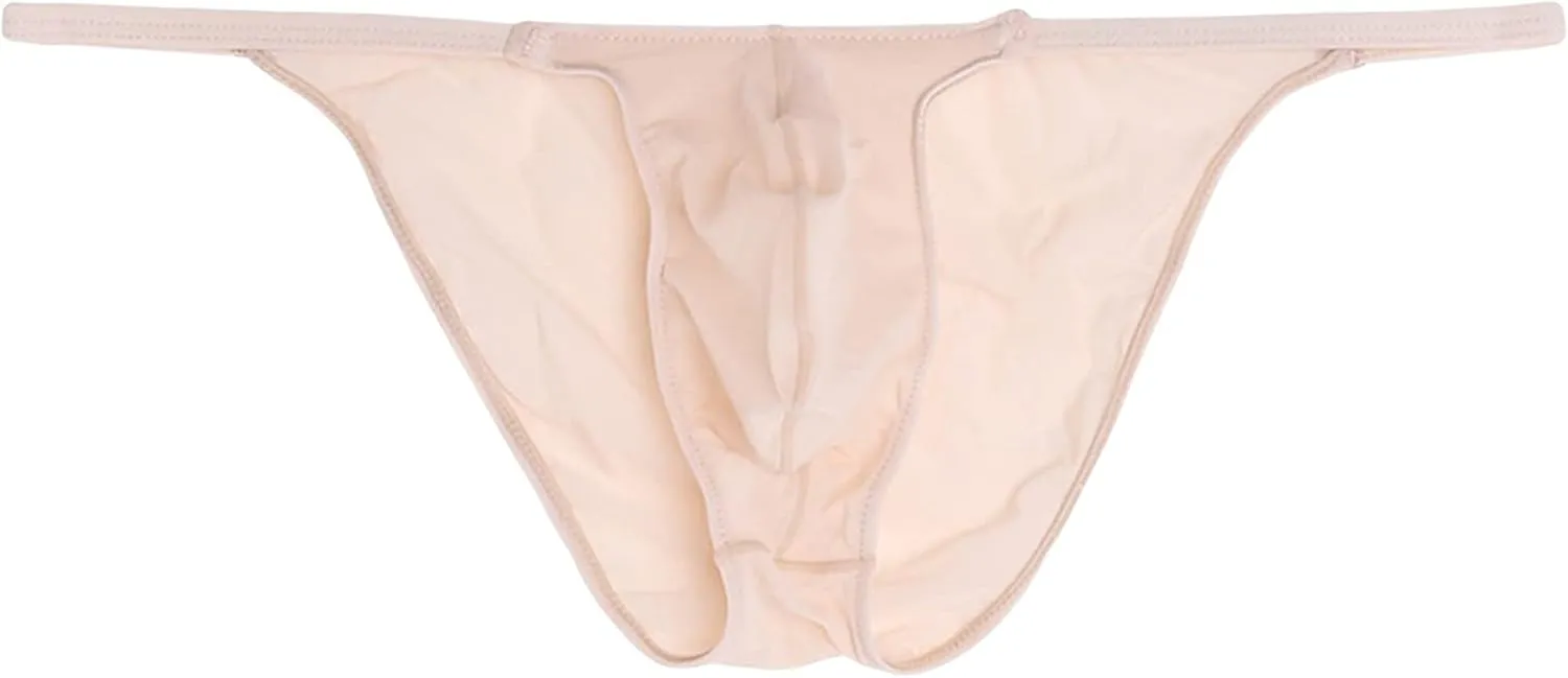 JEsilunmaMY Men's Ice Silk Thongs Low Waist Bulge Pouch G-Strings Briefs High Stretch Sexy Thin High Fork Underwear Lingerie