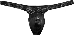 JEsilunmaMY Mens Stretch U Convex Thongs Low Waist Shiny Leather Pouch G-String Briefs Sexy Panties T-Back Bikini Underwear