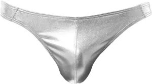 JEsilunmaMY Men's U Convex Pouch Thongs Low Rise Faux Leather Underwear Briefs Sexy Stretch Panties T-Back Lingerie Swimwear