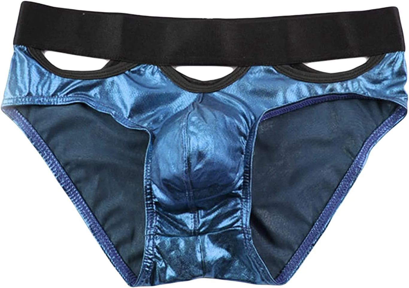 JEsilunmaMY Sexy Cutout Briefs for Men Shiny Patent Leather Low Rise Bikini Brief Hollow Out Bulge Pouch Underwear Panties