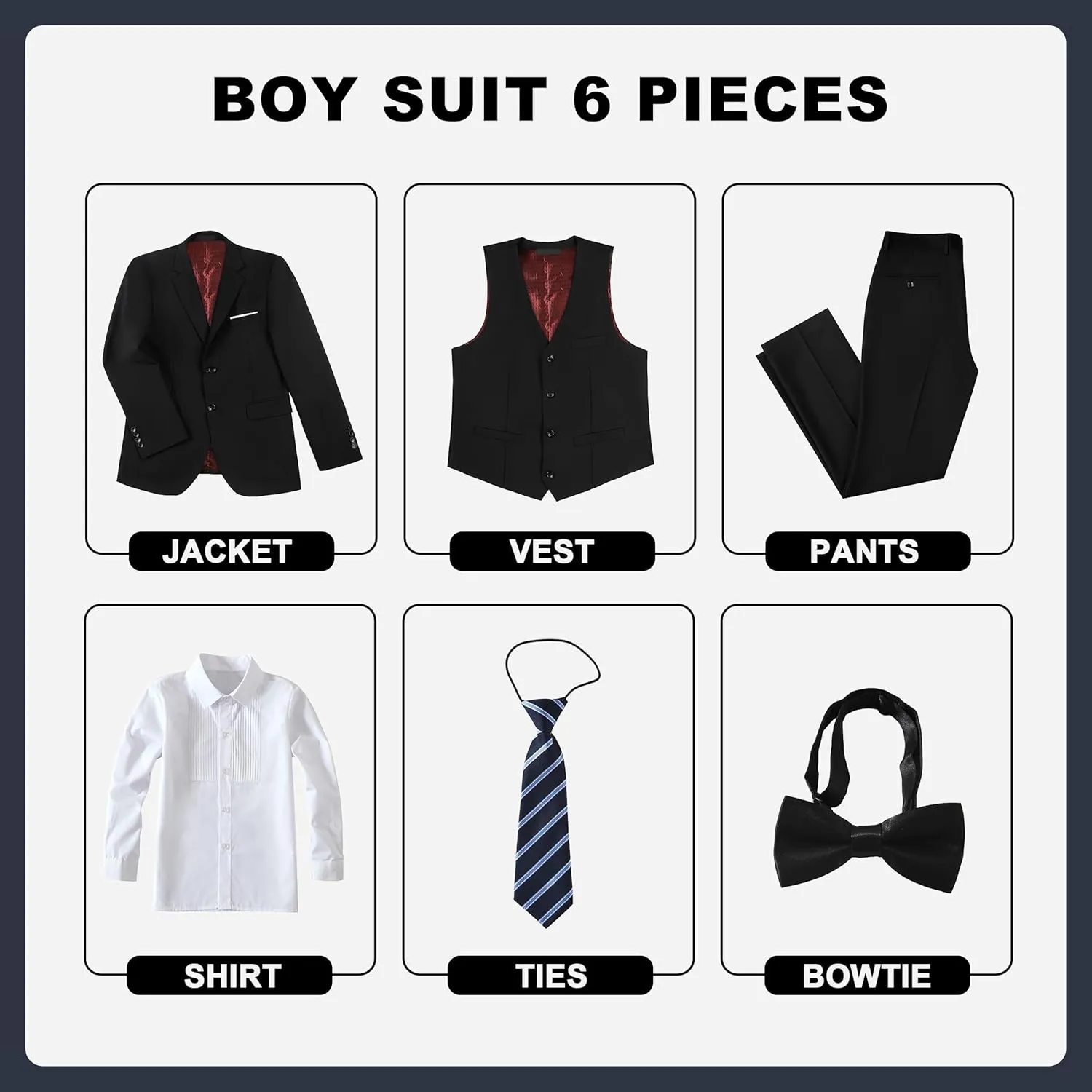JPF Boy's Formal Suit Set Slim Fit Kids Tuxedo Suits for Wedding Teen Toddler Boy Dress Suit Outfit