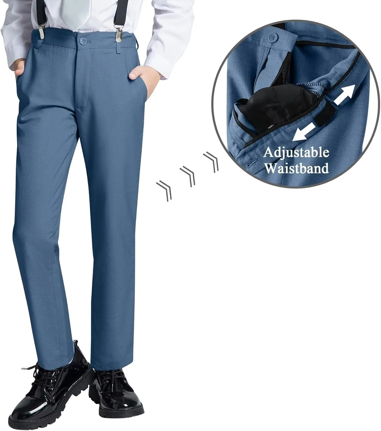 JPF Boys Formal Suits Slim Fit 5 Piece Kids Suit Jacket Pants Set with Dress Shirt and Tie for Wedding Prom