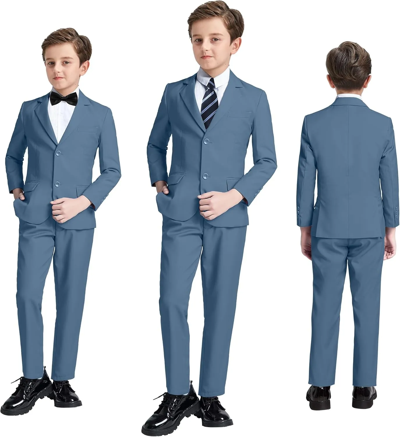 JPF Boys Formal Suits Slim Fit 5 Piece Kids Suit Jacket Pants Set with Dress Shirt and Tie for Wedding Prom