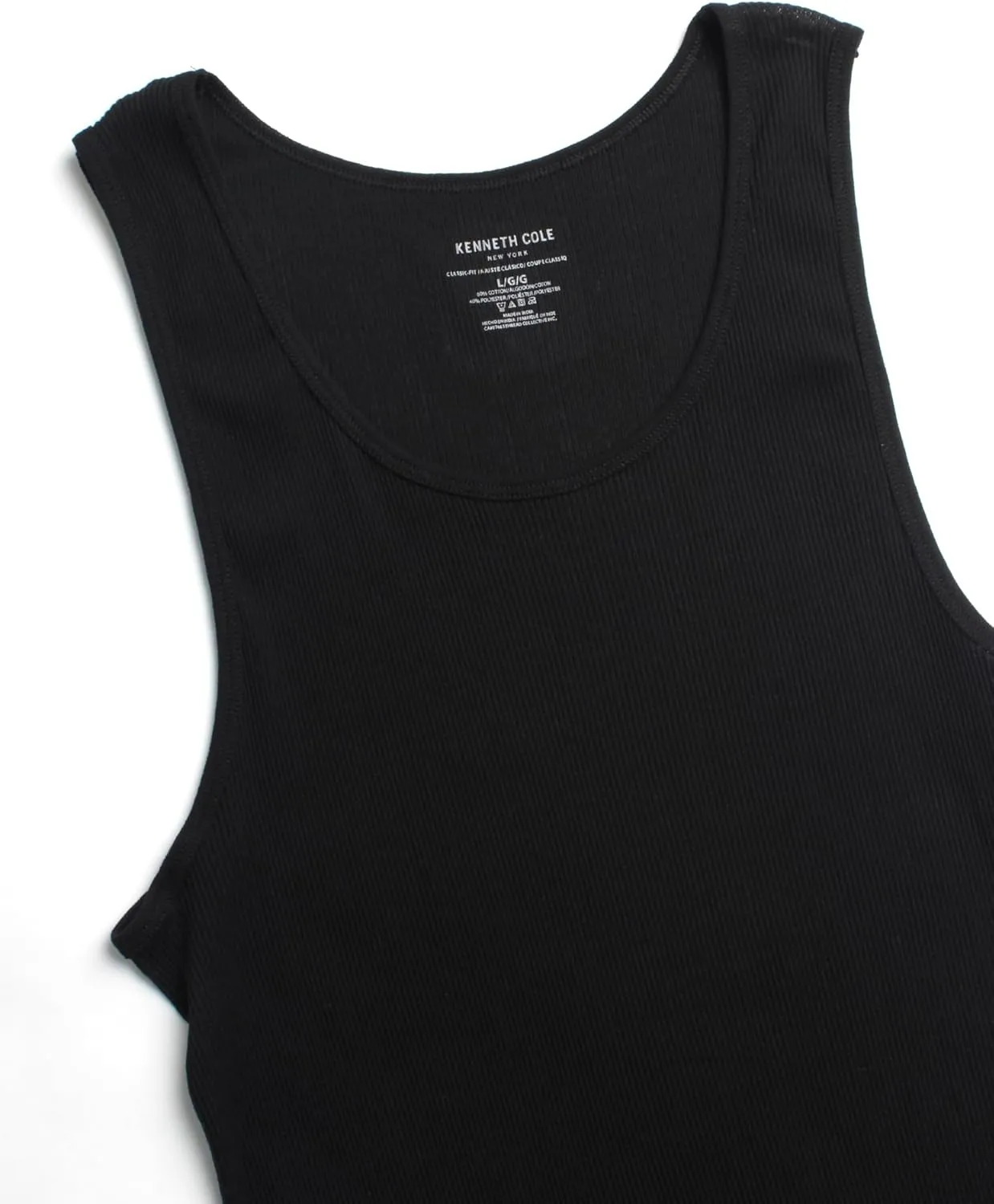 Kenneth Cole Men's Tank Top Undershirt -100% Cotton Tagless Ribbed A-Shirt Tank Top - 4 Pack Undershirt for Men (S-XL)
