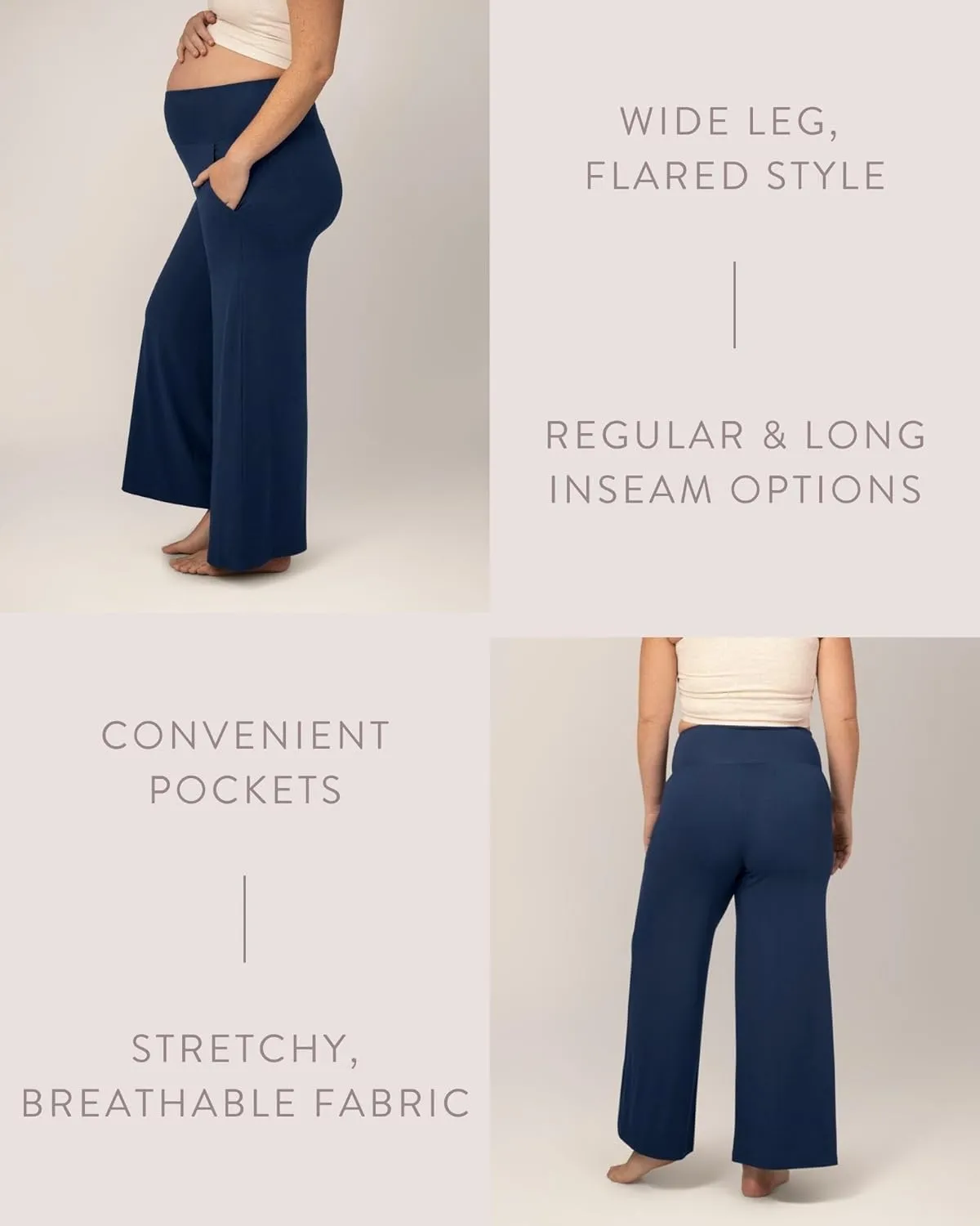 Kindred Bravely Wide Leg Maternity & Postpartum Lounge Pant, Over The Belly Pants with Pockets