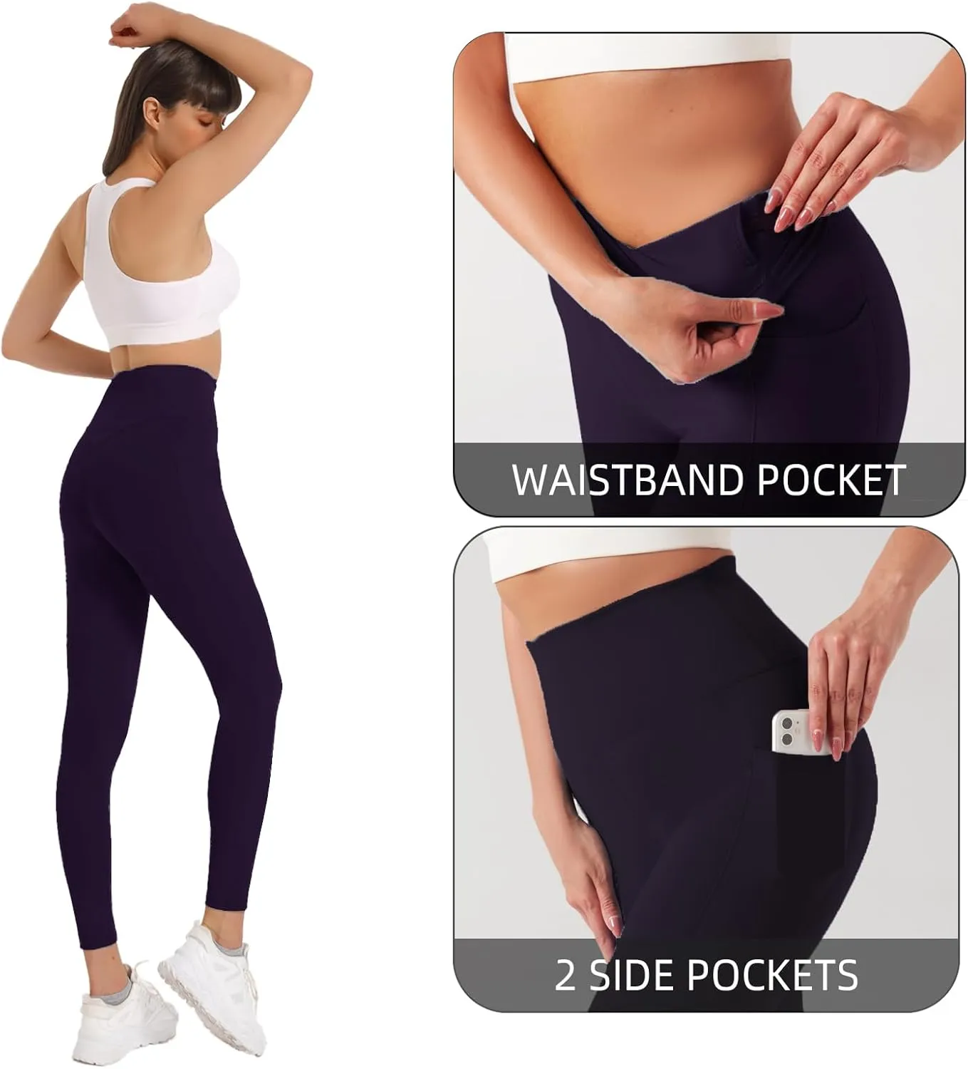 KOWSPORT Womens Yoga Pants High Waisted Yoga Legging with Pockets Tummy Control Workout Leggings Gym Pants